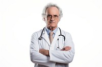 Doctor stood glasses adult white background. AI generated Image by rawpixel.