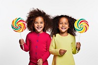 Kids carrying lollypop confectionery lollipop candy. 