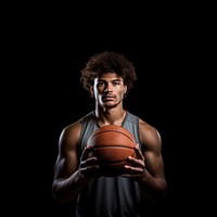 Afro-american sportsman basketball portrait holding. 