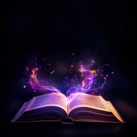 Magic Book With Open Pages purple book publication. AI generated Image by rawpixel.