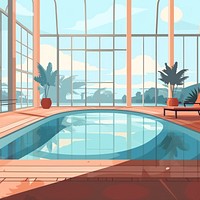 Indoor minimal pool architecture reflection relaxation. AI generated Image by rawpixel.