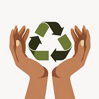 Hand holding recycle logo technology recycling circle. 