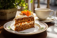 Carrot cake dessert plate table. 