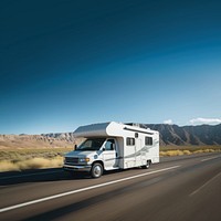 White motor home vehicle highway van. 