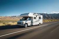 White motor home vehicle highway van. 