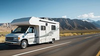 White motor home vehicle highway van. AI generated Image by rawpixel.