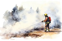 Firefighter spraying adult extinguishing. AI generated Image by rawpixel.