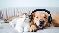 Headphones mammal animal pet. AI generated Image by rawpixel.