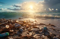 Beach pollution outdoors horizon. 