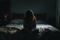 Depression bedroom furniture sitting. AI generated Image by rawpixel.