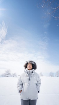 Snow portrait outdoors winter. 