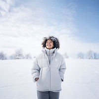 Snow portrait outdoors winter. 