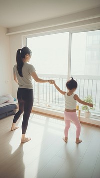 Young asian woman dancing child adult. 