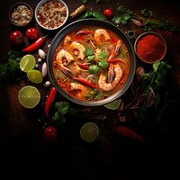 Tom Yum Kung seafood meal dish. 