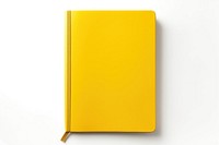 Notebook yellow diary white background. 