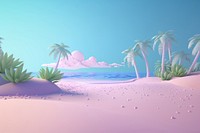 3d render background of a cartoon style of a dreamy pastel beach.  