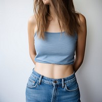 Jeans blue white background undergarment. 