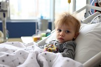 Toddler sick hospital furniture portrait. 