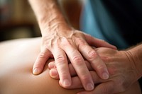 Back massage patient hand skin. 