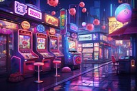 Game center nightlife city neon. 