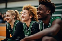 Basketball team cheerful laughing adult. 