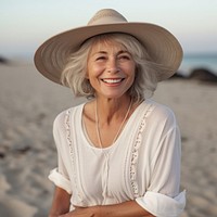 Portrait smiling adult beach. 