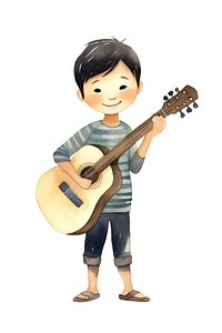 Little boy singer musician smiling cartoon. 