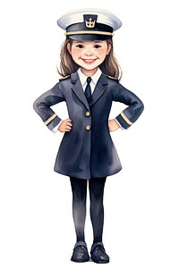 Little girl pilot costume smiling cartoon. AI generated Image by rawpixel.