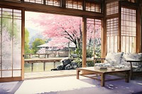 Japanese ryokan window architecture furniture. 