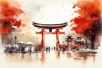 Japan tourist spot gate torii red. AI generated Image by rawpixel.