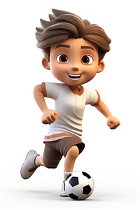 Male kid running football cartoon sports. 