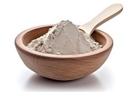 Clay gray powder bowl spoon white background. AI generated Image by rawpixel.