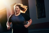 Woman running adult determination exercising. 