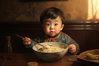 Bowl baby chopsticks dish. AI generated Image by rawpixel.