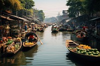 Floating market architecture waterfront outdoors. AI generated Image by rawpixel.