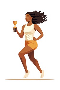 Woman running holding jogging adult. AI generated Image by rawpixel.