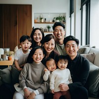 Asian extended family baby furniture toddler. AI generated Image by rawpixel.
