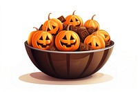 Pumpkin bowl chocolates halloween food. 