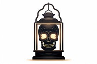 Lantern skull lamp white background. 