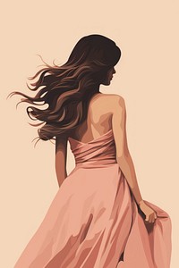 Woman back dress fashion drawing. 