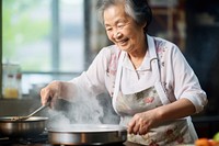 Aunt cooking food adult chef. 