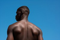 African american man outdoors adult back. 