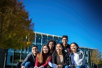 Diverse students architecture outdoors adult. 