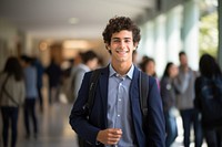 High school student blazer adult smile. 