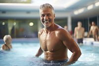 Jacuzzi adult man bodybuilding. AI generated Image by rawpixel.