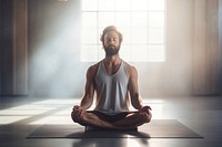 Man meditating adult yoga sports. 