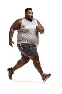 Black man running footwear adult white background. AI generated Image by rawpixel.