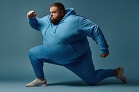 Chubby plus size adult blue man. 