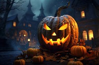 Halloween pumpkin anthropomorphic jack-o'-lantern. AI generated Image by rawpixel.