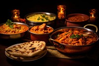 Indian food dinner table meal. AI generated Image by rawpixel.